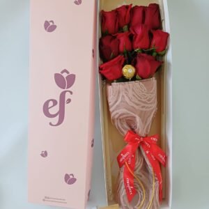 Caja 10 rosas rojas