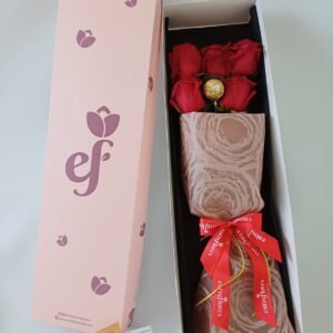Caja 5 rosas rojas